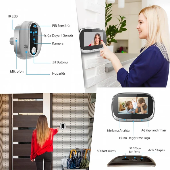 YECO PD-10 Akıllı Görüntülü Kapı Zili – Kablosuz, Tuya Uyumlu, 1080P Güvenlik Kameralı Zil - 3