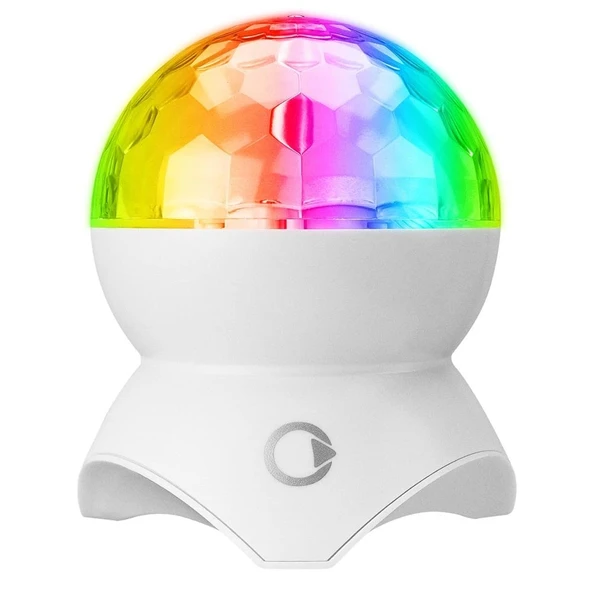 Mikado MD-X740 Beyaz Şarjlı BT-TF Cart-USB Tavan Led Işıklı Disko Topu Speaker - 2