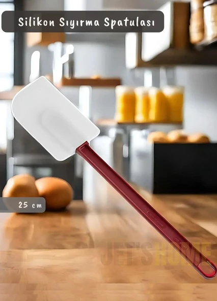 Silikon Spatula Karıştırma Spatulası Sıyırma Spatulası Isıya Dayanıklı Asma Delikli Küçük Boy 25 cm