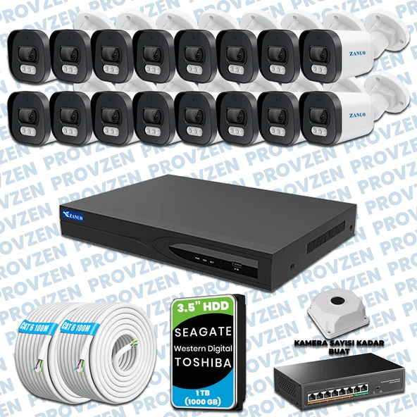 PROVZEN ZANUO 16 KAMERALI İP KAMERA SETİ 1080P MİKROFONLU