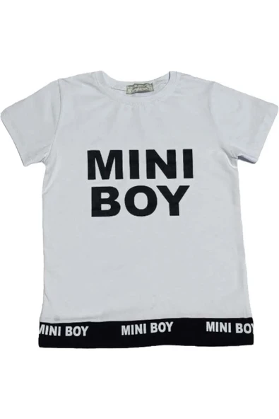 Erkek Çocuk Mini Boy Yazı ve Şerit Detaylı T-shirt Kolsuz Siyah Yelek Eşofman Takım - 3