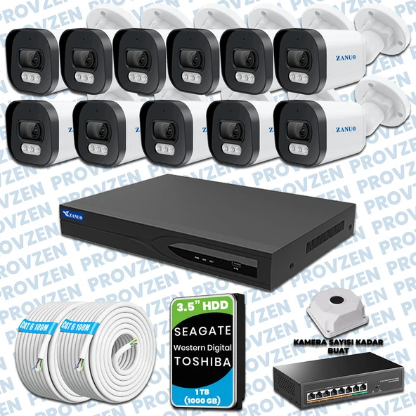 PROVZEN ZANUO 11 KAMERALI İP KAMERA SETİ 1080P MİKROFONLU
