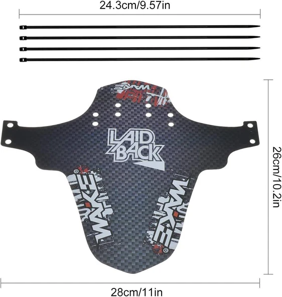 Wake Mtb Bisiklet Çamurluk Trekking Ön Veya Arkaya Takılabilir 4 Adet Cırt Kelepçe Hediyeli Kuru Kafa - Resim 2