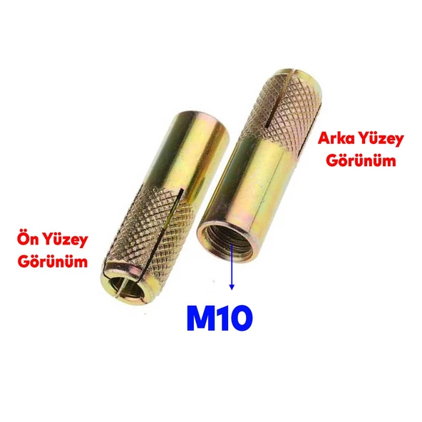 Çakma Çelik Dübel İç Dişli M10x40 mm Raf İskele Montaj Bağlantı Monte Asma Aparatı 8 Adet - Resim 7