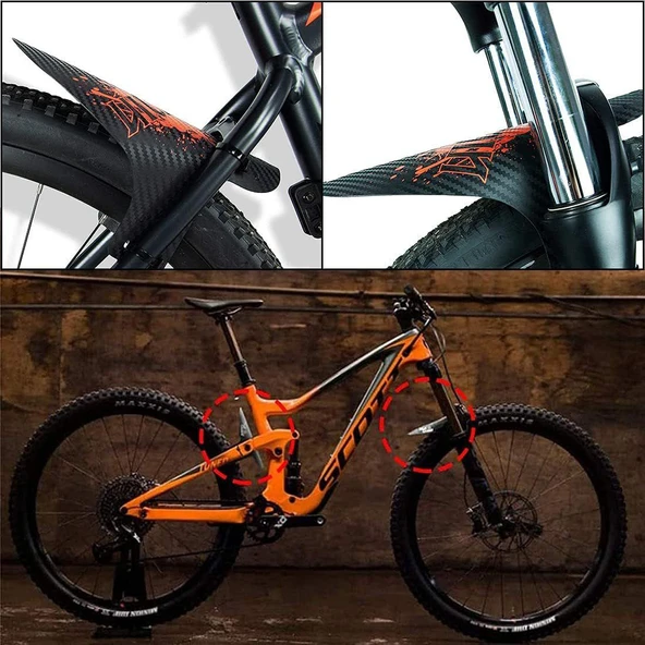 Wake Mtb Bisiklet Çamurluk Trekking Ön Veya Arkaya Takılabilir 4 Adet Cırt Kelepçe Hediyeli Kuru Kafa - Resim 5