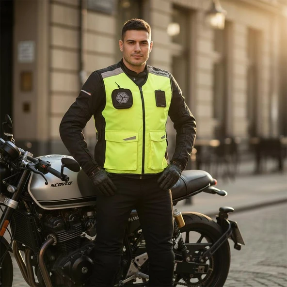 Jk30-2 Motosiklet ve Bisiklet Reflektörlü Yelek - Resim 3