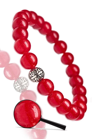 Sertifikalı Aaa+ Kırmızı Akik Taşı Bileklik - Gümüş Aparatlı - Resim 2