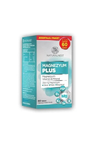 Naturalnest Magnezyum Plus Magnezyum 60 Tablet