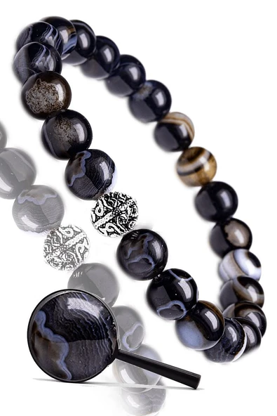 Sertifikalı Siyah Göz Akik Doğal Taş Bileklik - Gümüş Aparatlı - Resim 2