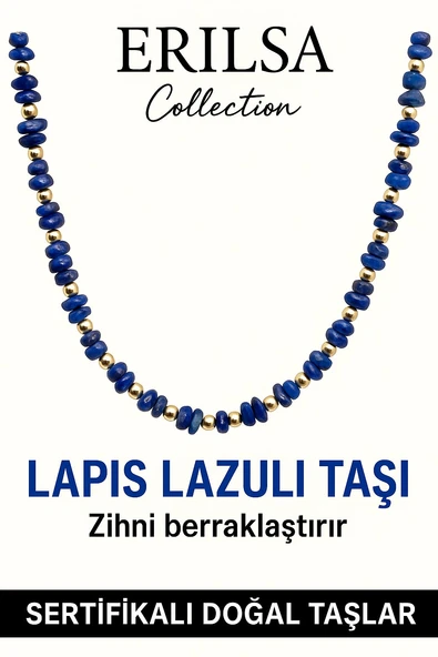 Sertifikalı Kırık Taşlı Model İnci - Lapis Lazuli Taşı Kolye - 2