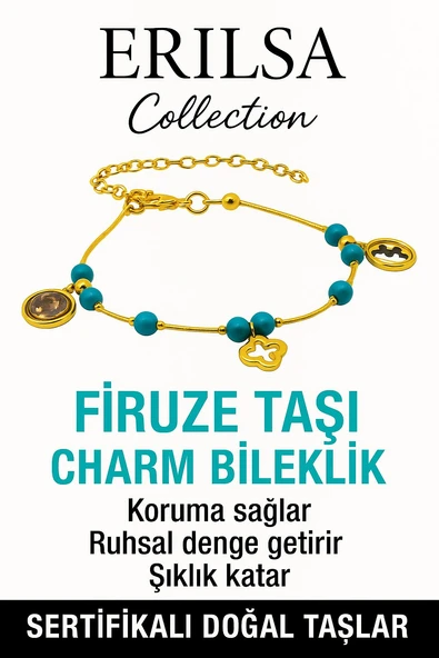 Sertifikalı Firuze Şans Charm Bileklik – Doğal Taşla Ruhsal Denge ve Koruma (Turkuaz) ürün görseli
