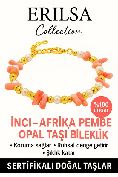 Sertifikalı İnci ve Afrika Pembe Opal Taşı Bileklik – Koruma ve Ruhsal Denge