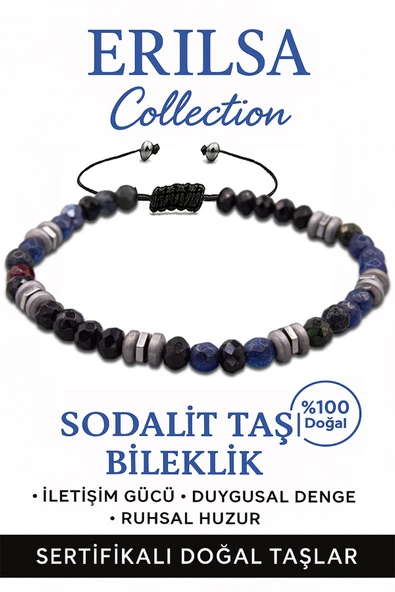 Sertifikalı Fasetli AAA+ Terahertz ve Sodalit Taşı Bileklik – İnce Model Zihinsel Berraklık ürün görseli