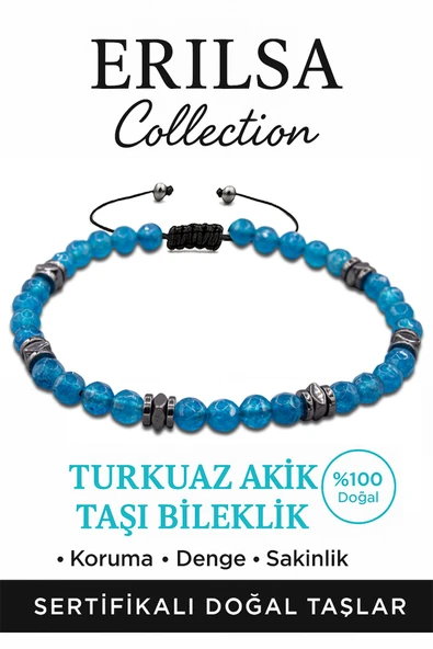 Sertifikalı Fasetli AAA+ Terahertz ve Turkuaz Akik İnce Model Bileklik – Huzur, İletişim ürün görseli