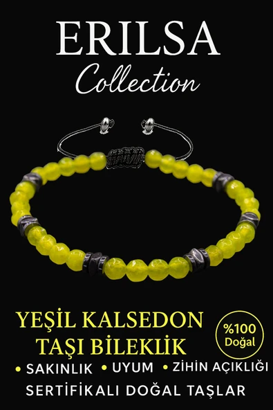 Sertifikalı AAA+ Terahertz ve Yeşil Kalsedon Taşı Bileklik – İnce Model İletişim ve Huzur ürün görseli 1