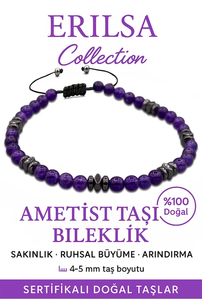 ertifikalı AAA+ Fasetli Terahertz ve Ametist Bileklik – İnce Model, Zihinsel Berraklık ürün görseli