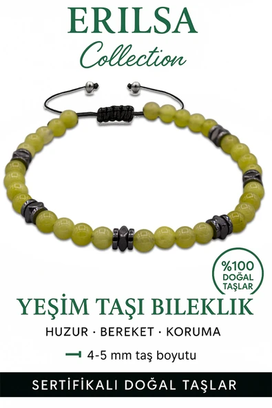 Sertifikalı Terahertz - Olivin Yeşim Taşı Bileklik - İnce Model Şifa ve Uyum Enerjisi ürün görseli 1