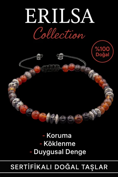 Sertifikalı Terahertz - Siyah Kızıl Yemen Akiği Taşı Bileklik - İnce Model ürün görseli