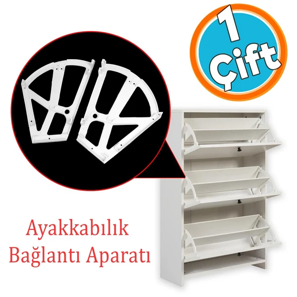 Açılır Kapanır Ayakkabılık Raf Bağlantı Aparatı Plastik 1 Takım Sağ Sol Farklı Bölmeli Beyaz Renk