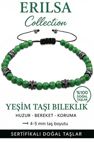 Sertifikalı İnce Model Fasetli Terahertz ve Yeşim Jade Taşı Bileklik – Enerji Dengeleyici ürün görseli