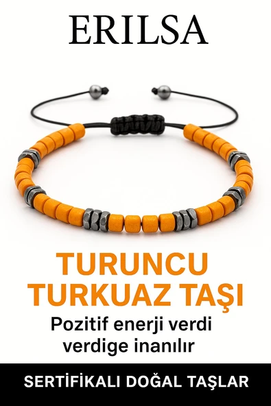 Sertifikalı Terahertz – Turuncu Turkuaz Taşı Bileklik (İnce Model) – Canlılık, Koruma ve Denge Taşı ürün görseli