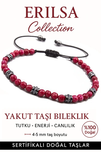 Sertifikalı Terahertz – Yakut Taşı Bileklik (İnce Model) – Enerji, Tutku ve Hücre Yenileyici Güç