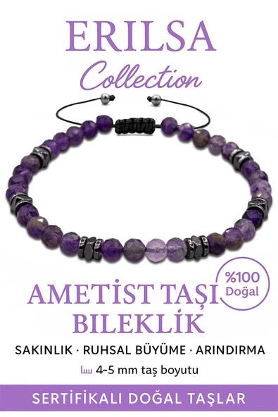 Sertifikalı Fasetli Terahertz – Ametist Taşı Bileklik (İnce Model) – Şifa, Koruma ve Zihinsel Sakinlik Taşı ürün görseli