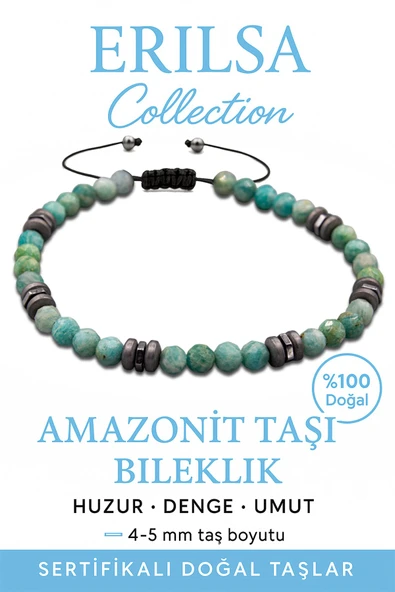 Sertifikalı Fasetli Terahertz – Amazonit Taşı Bileklik (İnce Model) – Denge, İfade ve İçsel Huzur Taşı ürün görseli 1
