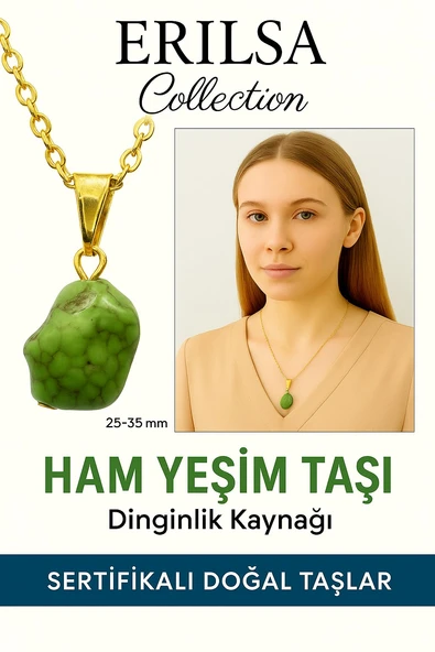 Sertifikalı Ham İşlenmemiş Yeşim Taşı Kolye – Şans, Huzur ve Ruhsal Denge Taşı