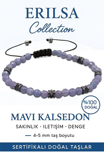 Sertifikalı Fasetli Terahertz – Mavi Kalsedon Taşı Bileklik (İnce Model) – İletişim, Sakinlik ve Ruhsal Denge Taşı ürün görseli