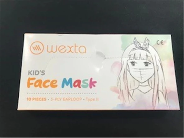 Wexta STL3PLY 10LU Meltblown Filtreli Desenli Çocuk Koruyucu Yüz Maskesi