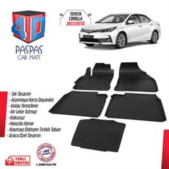 Ekiciler Toyota Corolla 4D Havuzlu Paspas 2013-2018 - 2