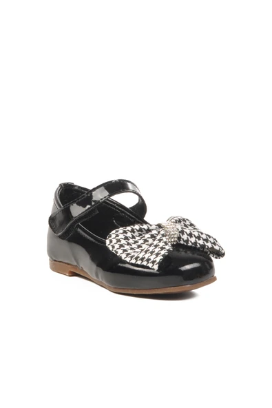 Aspor Siyah Rugan Kurdeleli Hafif Kız Çocuk Babet - Resim 3