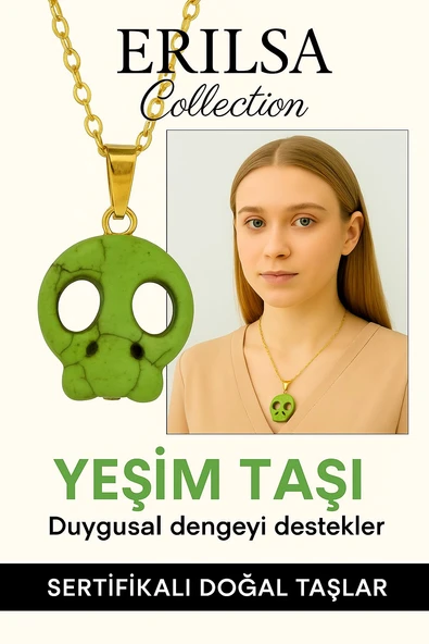 Sertifikalı Sarı Renkli İskelet Model Yeşim Taşı Kolye – Güç, Dönüşüm ve Ruhsal Koruma Taşı ürün görseli
