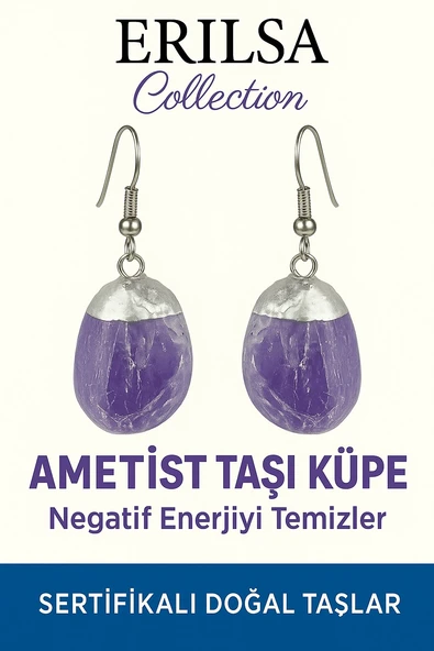 Sertifikalı Ametist Taşı Küpe – Zihinsel Sakinlik, Arınma ve Negatif Enerjiye Karşı Koruma ürün görseli