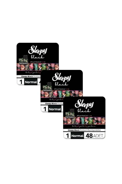 SLEEPY Black Premium Plus Hijyenik Ped Mega Fırsat Paketi Normal 144 Adet - 2
