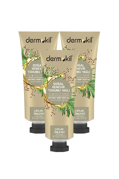 DERMOKİL Kenevir Tohumu Yağlı El Ve Vücut Kremi 30 ml X 3 Adet
