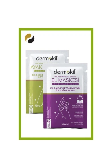 DERMOKİL Kil Ve Kenevir Yağlı Peeling Etkili Ayak Maskesi 35 Ml + El Maskesi 35 Ml 2 ' Li Set