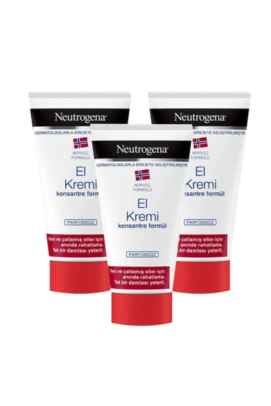 NEUTROGENA Norveç Formülü El Kremi Parfümsüz 75 ml 3 Adet