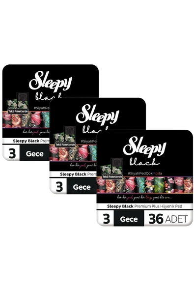 SLEEPY Black Premium Plus Hijyenik Ped Gece 108 Adet Ped