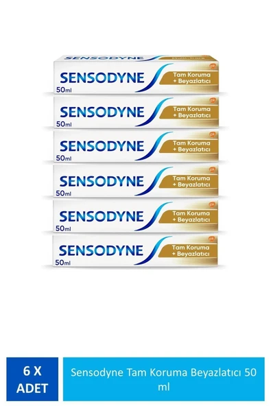 SENSODYNE Tam Koruma ve Beyazlatıcı Hassas Dişler için Diş Macunu 50ml x 6 Adet