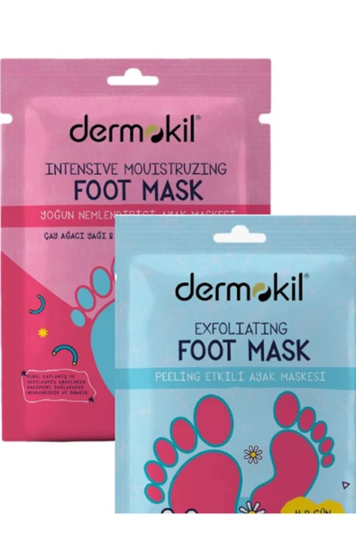 DERMOKİL Peeling Etkili Ayak Maskesi 30 ml + Yoğun Nemlendirici Ayak Maskesi 30 ml - 2 li Set