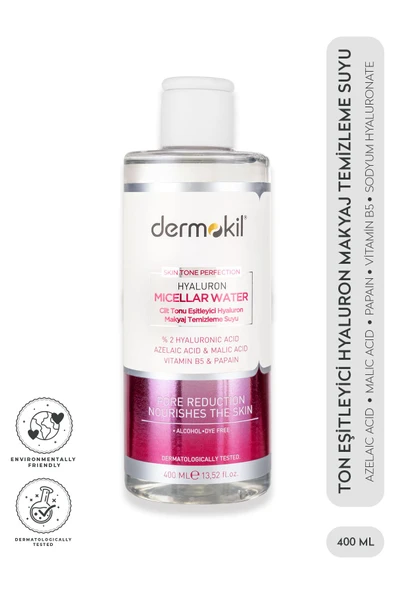 DERMOKİL Cilt Tonu Eşitleyici Hyaluron Micellar Makyaj Temizleme Suyu 400 ml