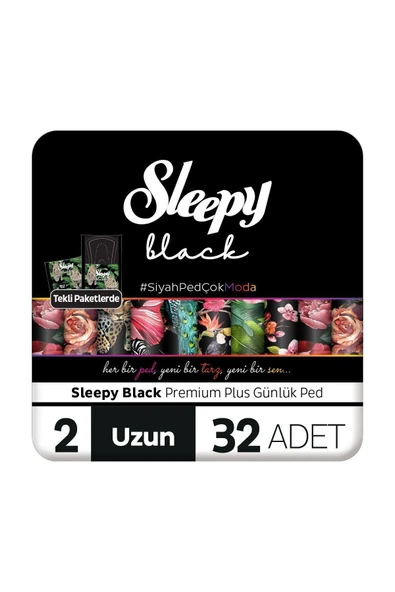 SLEEPY Black Premium Plus Günlük Ped Uzun 32 Adet Ped