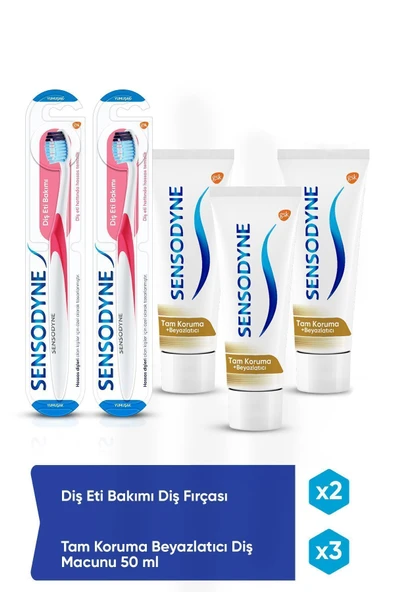 SENSODYNE Tam Koruma Beyazlatıcıx3 + Diş Eti Bakımı Fırçax2