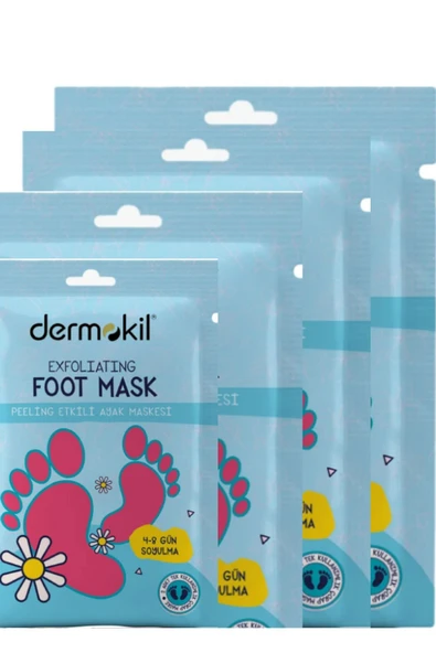DERMOKİL Peeling Etkili Ayak Maskesi - Ölü Deriyi Atar Nemlendirir - 4 Adet