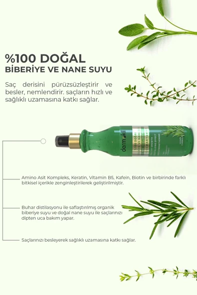 DERMOKİL Biberiye Suyu %100 Doğal Saç Güçlendirici Sprey 250 ml - 3