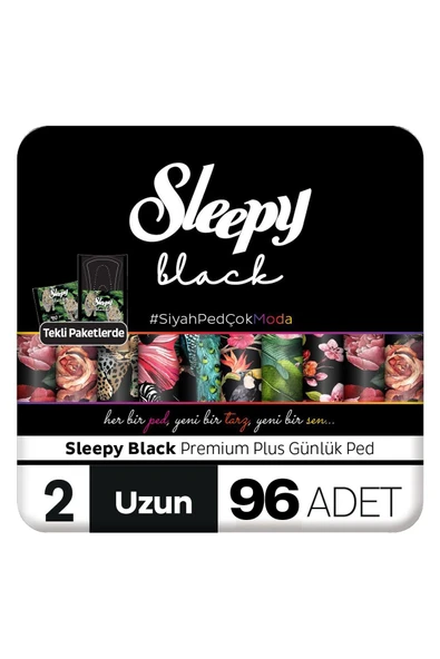 SLEEPY Black Premium Plus Günlük Ped Uzun 96 Adet Ped