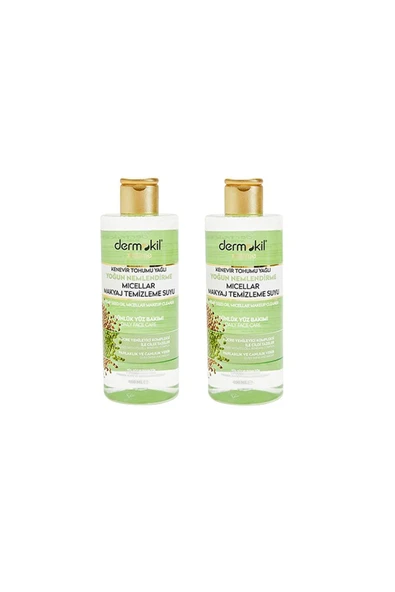 DERMOKİL Kenevir Tohumu Yağı Yoğun Nemlendirme Mıcellar Makyaj Temizleme Suyu 400 Ml X 2 Adet