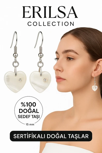 Sertifikalı Kalp Model Swarovski Taşlı Sedef Küpe – Zarafet ve Duygusal Uyum Taşı ürün görseli